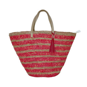 Two-toned Raffia Tote Bag