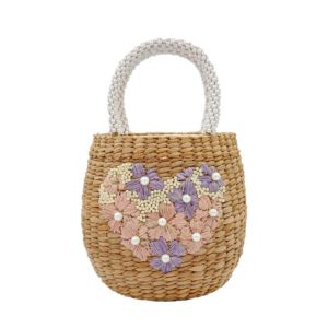 Flower Heart Pearl Seagrass Bag